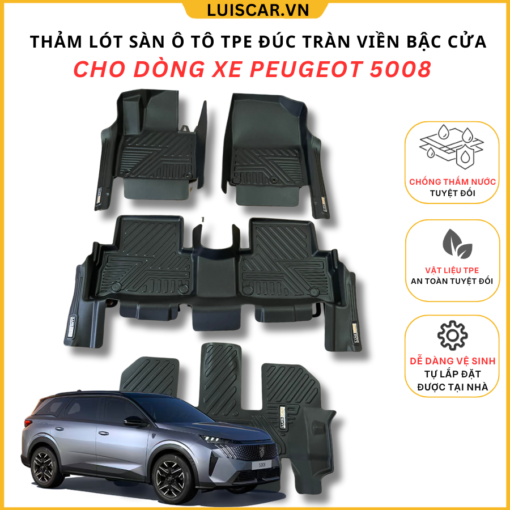 Thảm Lót Sàn Ô Tô TPE Đúc Cho Xe Peugeot 5008 Đời 2017 - Hiện Tại