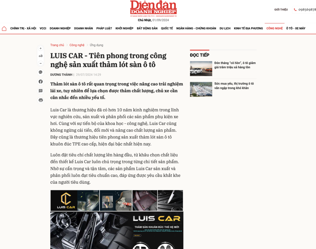 LUIS CAR - Tiên phong trong công nghệ sản xuất thảm lót sàn ô tô